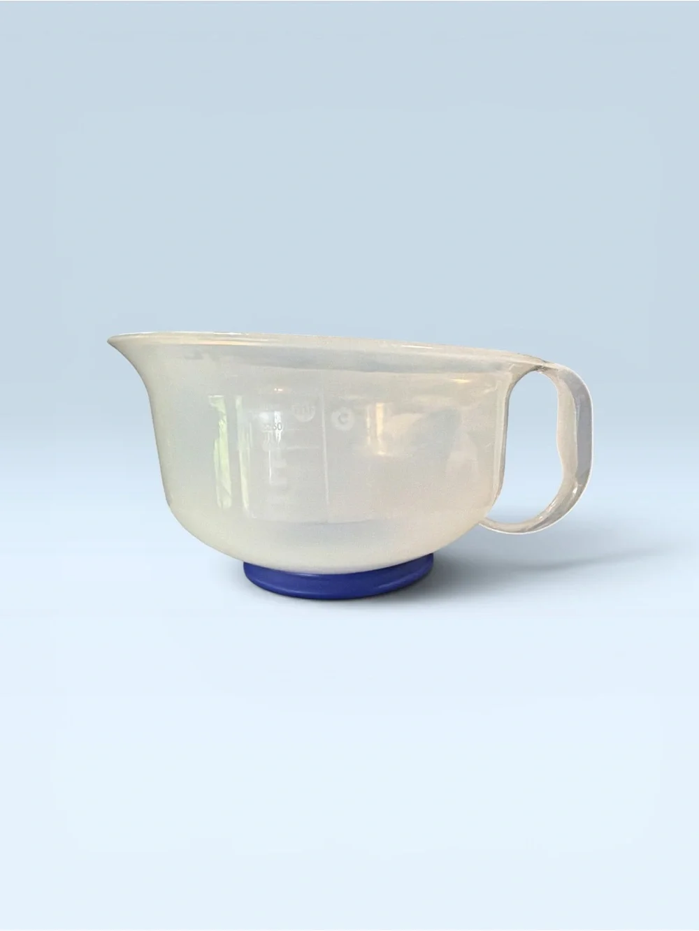 Tupperware Translucent White Mixing Bowl with Blue Base